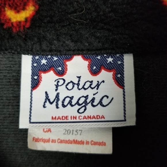 Vintage Polar Magic Fleece Jacket Black Novelty Y2K Canada Cats Hearts Size XL - Picture 8 of 11